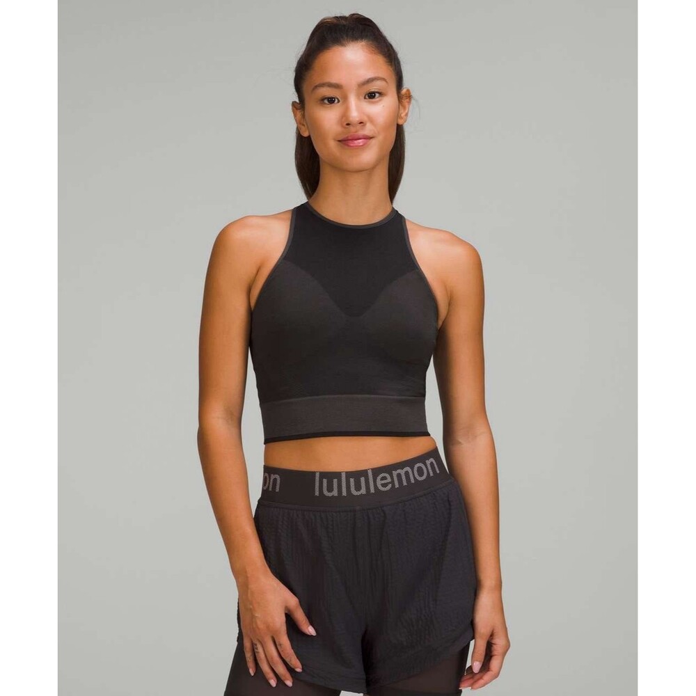 Lululemon Seamless Mesh Supportive Training Tank Top Graphite Grey Size 2
